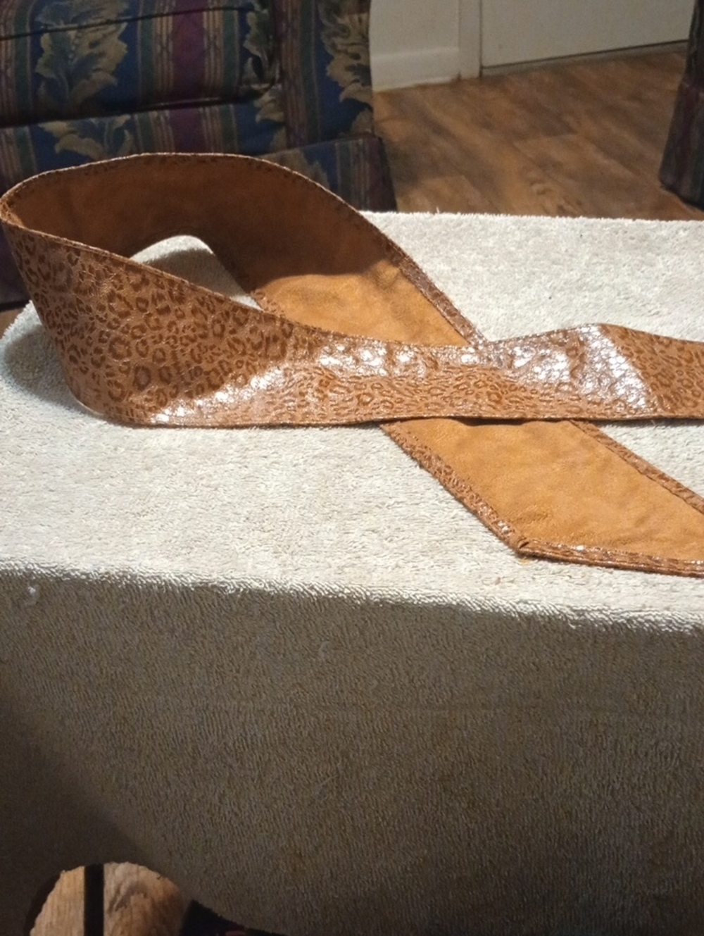Women’s Brown Faux Leather Textured Belt with Knot Accent